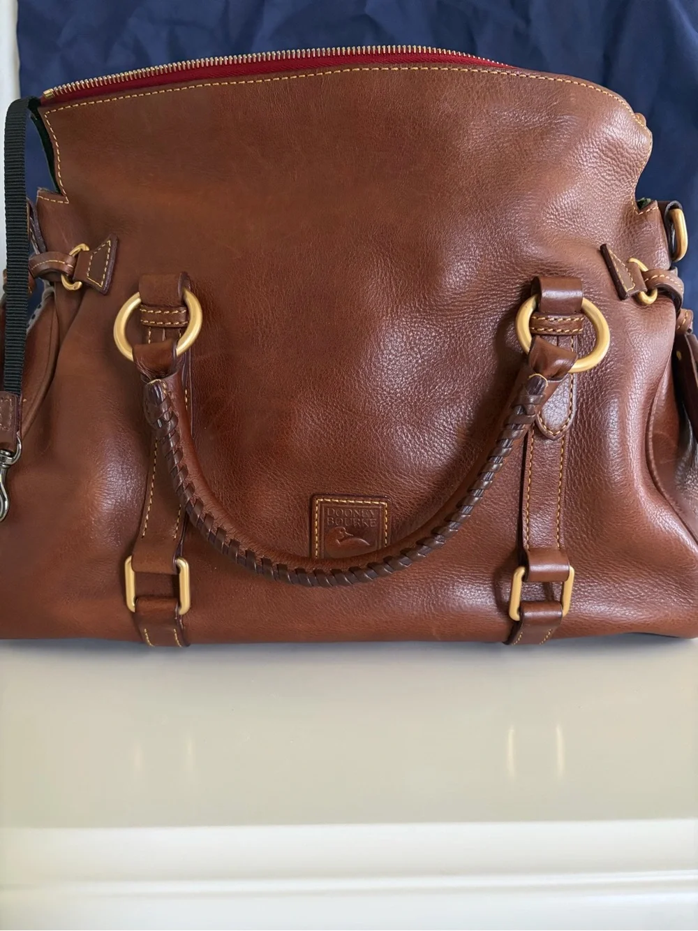 Dooney & Bourke Tan Brown Cabriolet Leather Bag with Brass Hardware